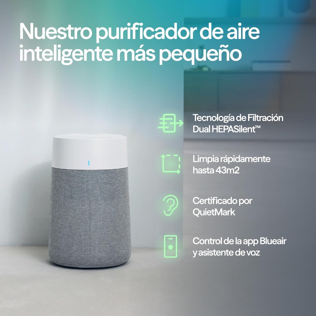 Purificador completo con smartphone mostrando control WiFi y app